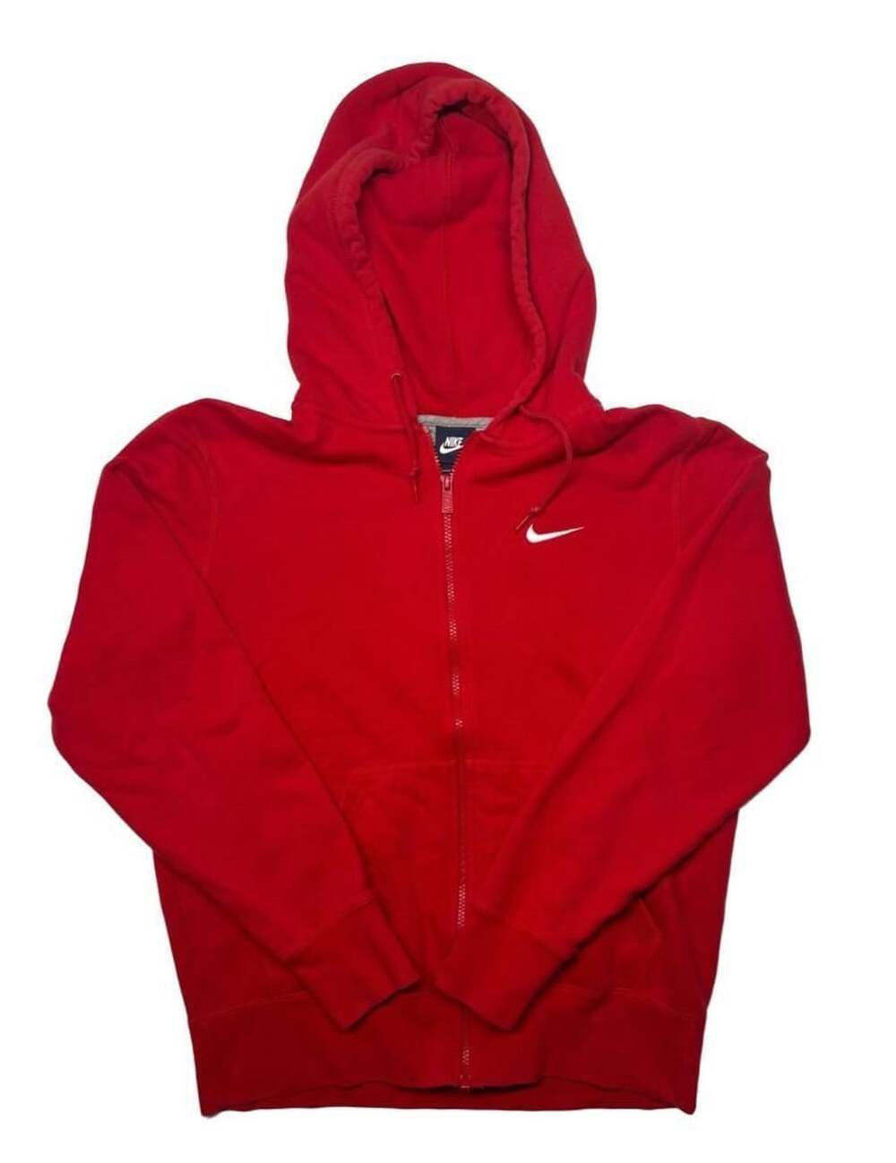 Nike Red Full Zip Up Hoodie Sweatshirt with Embroidered Logo